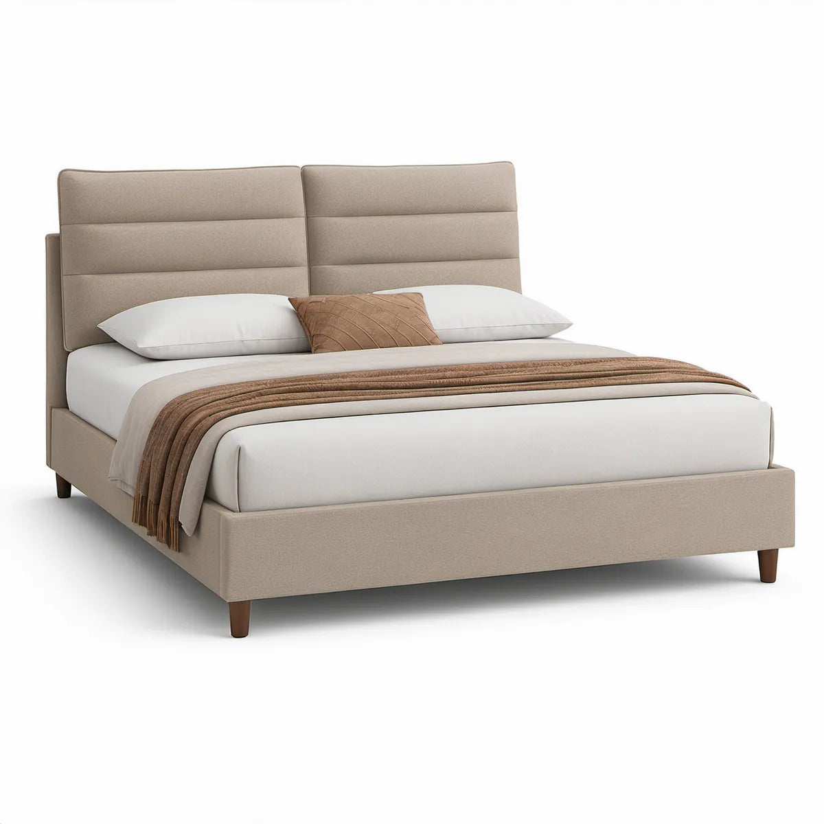 Gepolstertes Bettgestell 180 x 200 cm aus Polyester in Beige