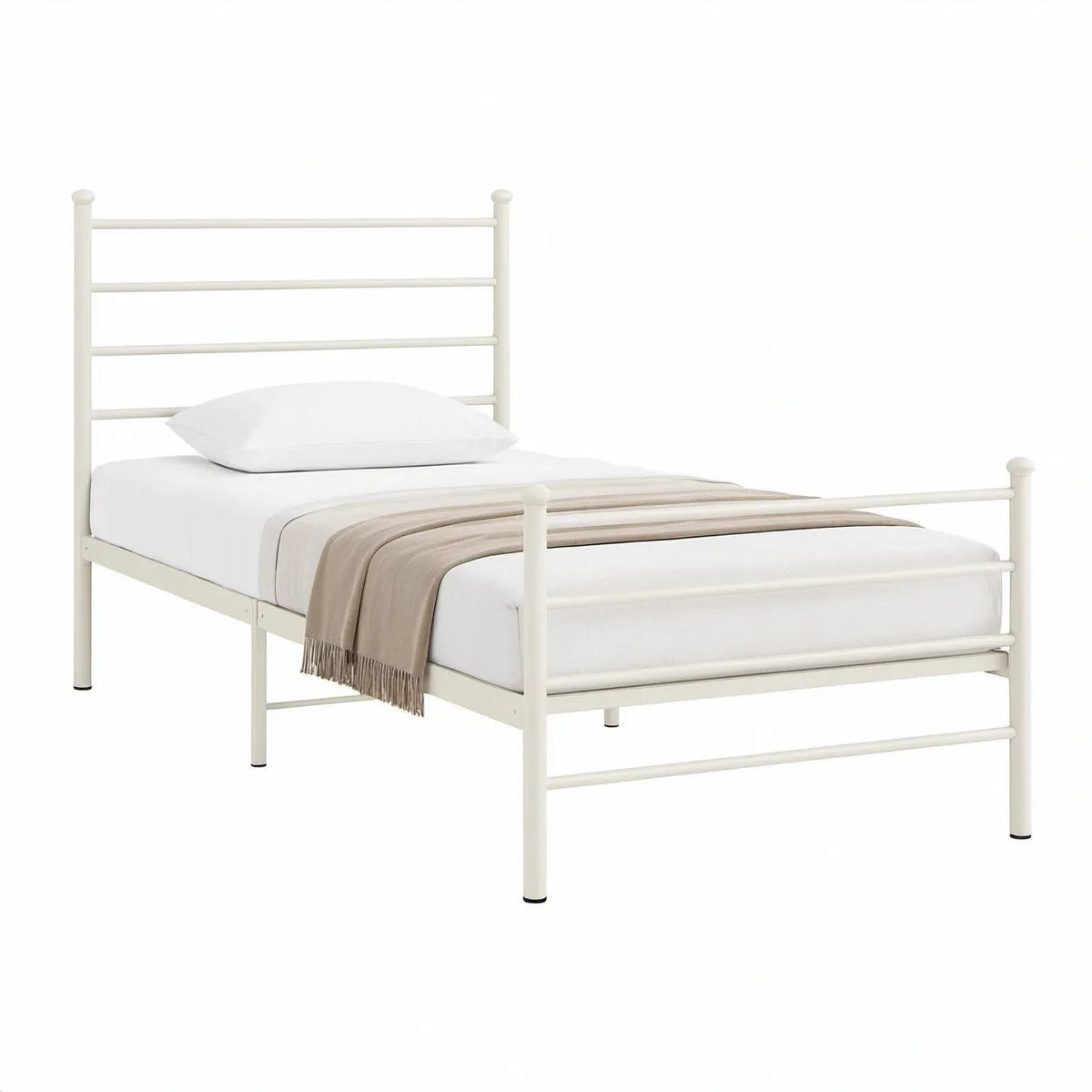 Einzelbett aus Stahl, Cremeweiss, Liegefläche 90 x 200 cm