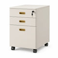 Abschliessbarer Stahl-Rollcontainer mit 3 Schubladen, 39 x 50 x 60 cm, Cremeweiss/Gold/Schwarz