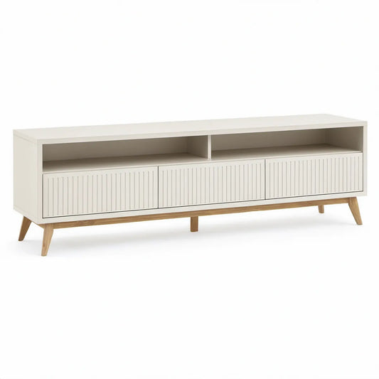 TV-Lowboard 180 x 40 x 60 cm in Weiss und Eiche