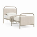 Einzelbett 90 x 200 cm mit gepolstertem Kopf- und Fussteil, Taupe/Beige